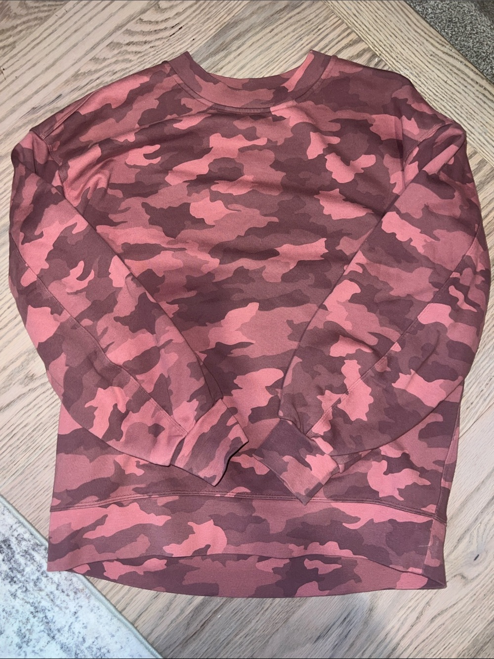 Lululemon Pink and Maroon Camo Crewneck Sweatshirt